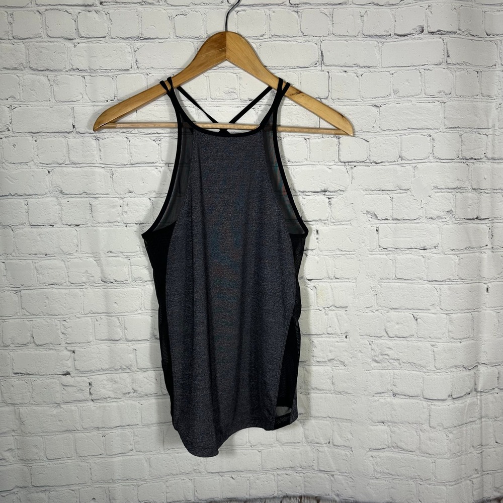 Lululemon Gray Heathered Mesh Strappy Racerback Athletic Tank Top High Neck